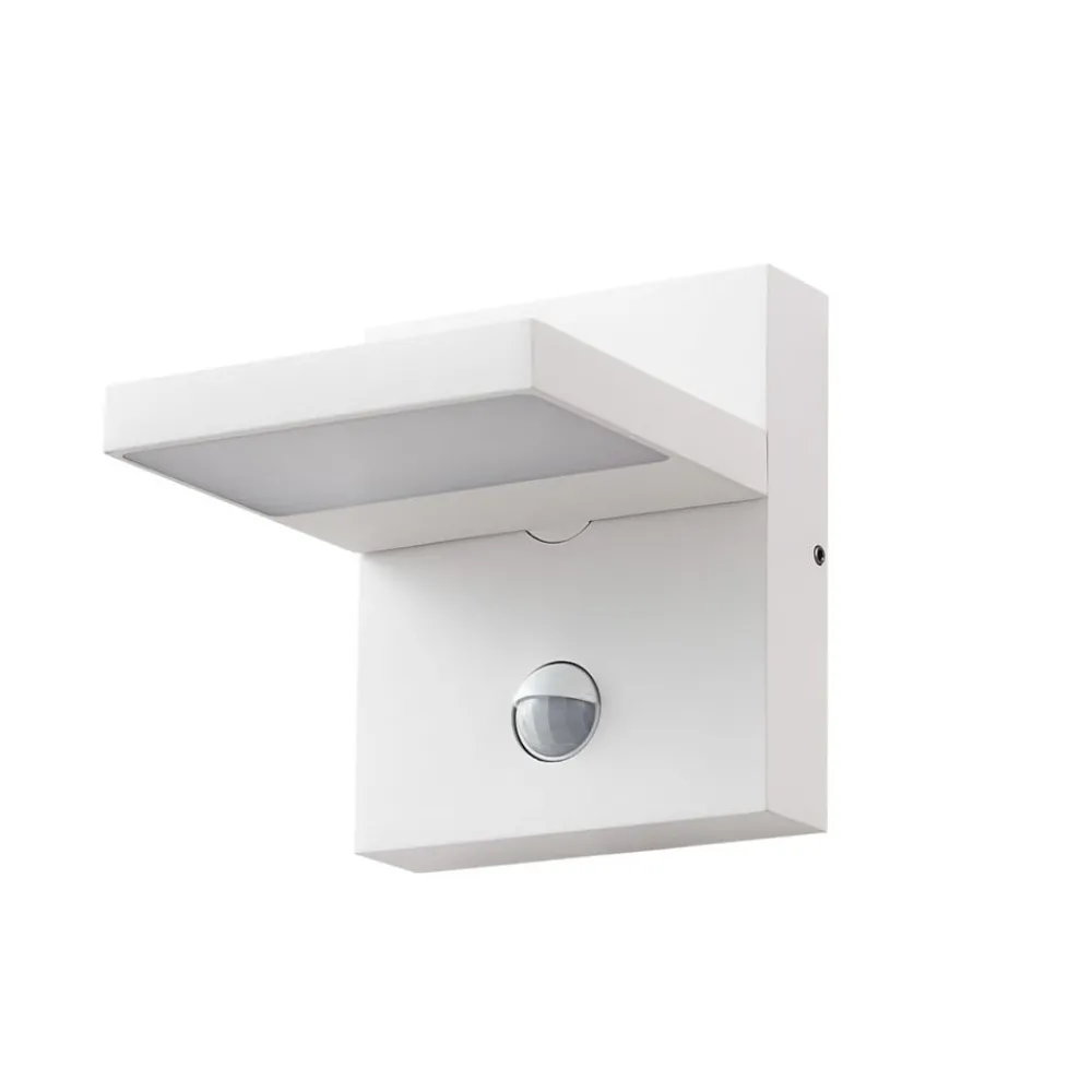 Lucande Væglampe Med Sensor|Væglamper > udendørs LED-væglampe Silvan, hvid, sensor, IP54, 16 cm