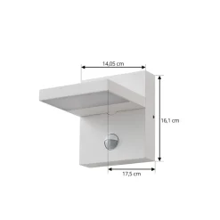 Lucande Væglampe Med Sensor|Væglamper > udendørs LED-væglampe Silvan, hvid, sensor, IP54, 16 cm