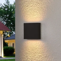 Væglamper ^ Lucande udendørs LED-væglampe Trixy, antracit, metal, IP54