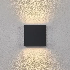 Væglamper ^ Lucande udendørs LED-væglampe Trixy, antracit, metal, IP54