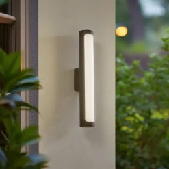 Væglamper ^ Lucande udendørs LED-væglampe Tuberia, antracit, metal, Ø 7cm