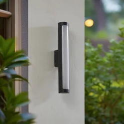 Væglamper ^ Lucande udendørs LED-væglampe Tuberia, antracit, metal, Ø 7cm