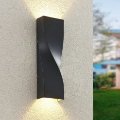 Terrassebelysning|Væglamper ^ Lucande udendørs LED-væglampe Tibelya, antracit, op/ned, IP65