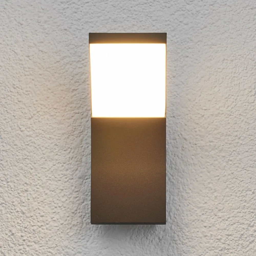 Lucande Terrassebelysning|Væglamper > udendørs LED-væglampe Timm, 20 cm, antracit, IP54