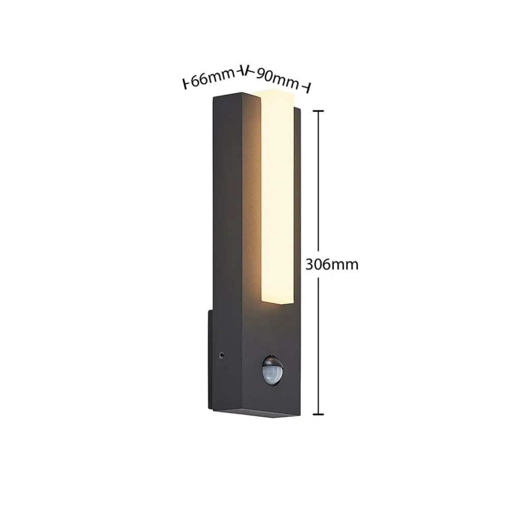 Lucande Væglampe Med Sensor|Terrassebelysning > udendørs LED-væglampe Virgalia, bevægelsessensor, IP54