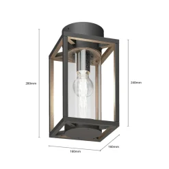 Terrassebelysning|Udendørs Loftlamper ^ Lucande udendørs loftlampe Ferda, 29 cm, antracit, IP44