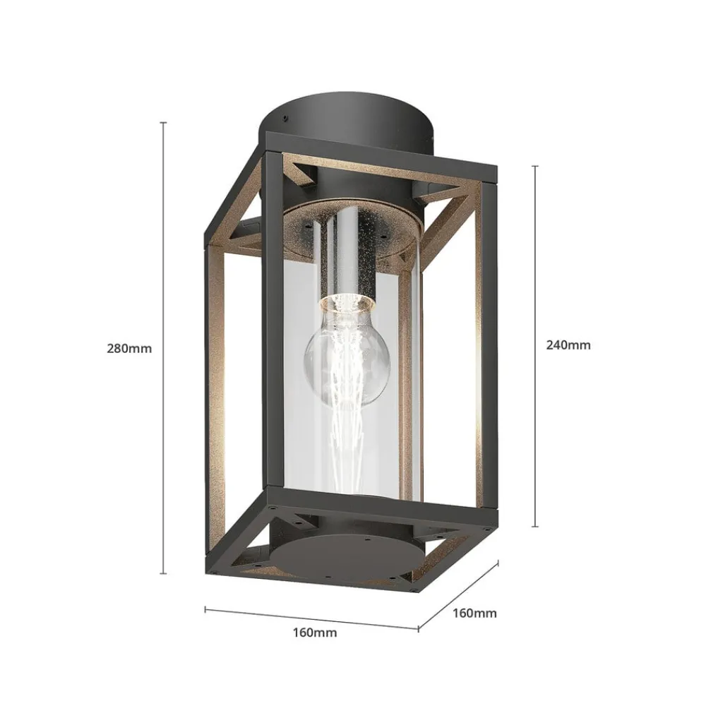 Terrassebelysning|Udendørs Loftlamper ^ Lucande udendørs loftlampe Ferda, 29 cm, antracit, IP44