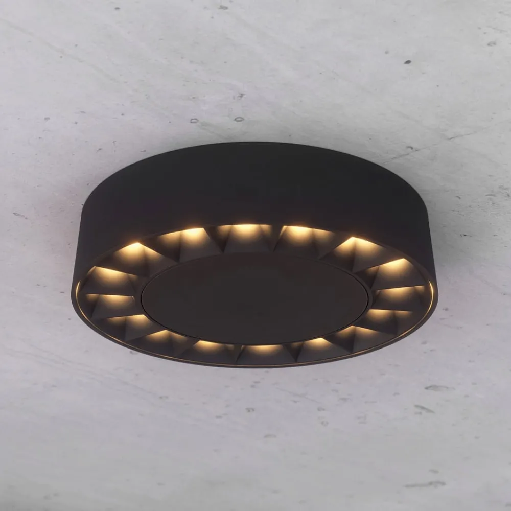 Lucande Udendørs Loftlamper|Loftlamper > udendørs loftlampe Kelissa, rund, sort