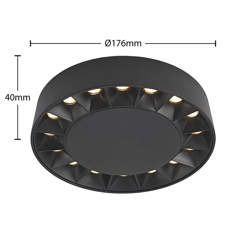 Lucande Udendørs Loftlamper|Loftlamper > udendørs loftlampe Kelissa, rund, sort