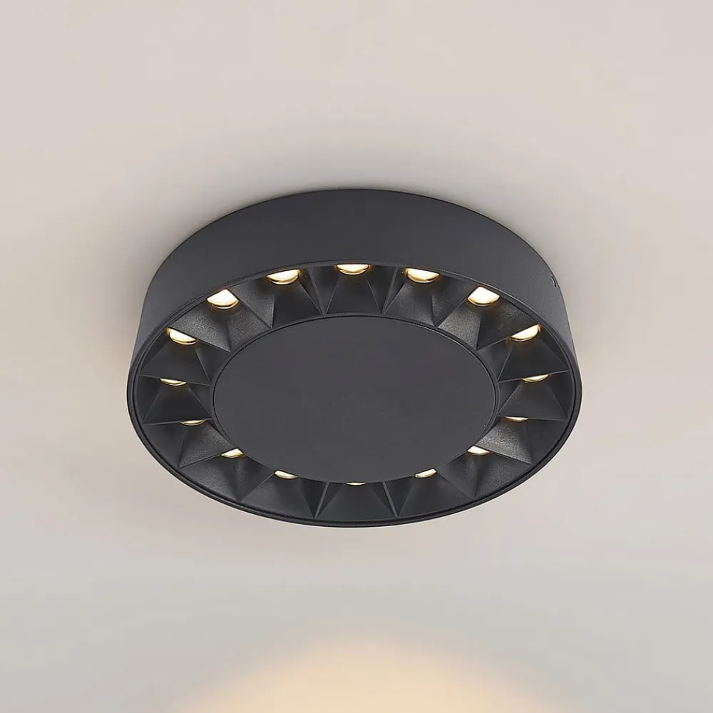 Lucande Udendørs Loftlamper|Loftlamper > udendørs loftlampe Kelissa, rund, sort