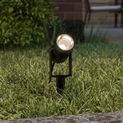 Terrassebelysning|Udendørs Spot ^ Lucande udendørs spotlampe Galina, jordspyd, stik, grå, 11 cm