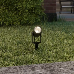 Terrassebelysning|Udendørs Spot ^ Lucande udendørs spotlampe Galina, jordspyd, stik, grå, 11 cm