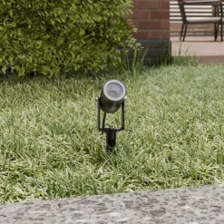 Terrassebelysning|Udendørs Spot ^ Lucande udendørs spotlampe Galina, jordspyd, stik, grå, 11 cm