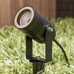 Terrassebelysning|Udendørs Spot ^ Lucande udendørs spotlampe Galina, jordspyd, stik, grå, 11 cm