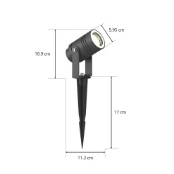 Terrassebelysning|Udendørs Spot ^ Lucande udendørs spotlampe Galina, jordspyd, stik, grå, 11 cm