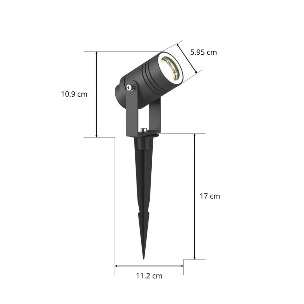 Terrassebelysning|Udendørs Spot ^ Lucande udendørs spotlampe Galina, jordspyd, stik, grå, 11 cm