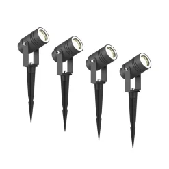 Terrassebelysning|Udendørs Spot ^ Lucande udendørs spotlampe Galina, sæt med 4, jordspyd, stik