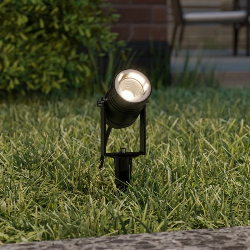 Terrassebelysning|Udendørs Spot ^ Lucande udendørs spotlampe Galina, sæt med 4, jordspyd, stik