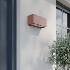 Lucande Terrassebelysning|Væglamper > udendørs væglampe Bente, rustfarvet, bredde 25 cm, IP54