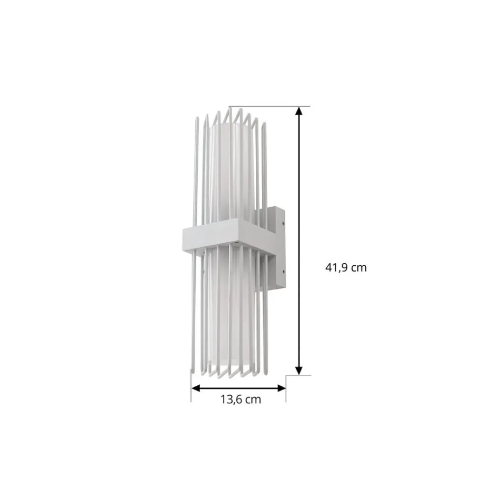 Terrassebelysning|Væglamper ^ Lucande udendørs væglampe Chandan, 42 cm, hvid, metal, IP54