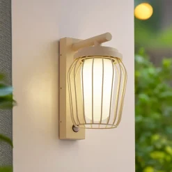 Lucande Væglampe Med Sensor|Terrassebelysning > udendørs væglampe Chandan, 30 cm, beige, sensor, IP44