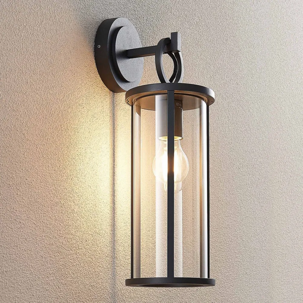 Lucande Terrassebelysning|Væglamper > udendørs væglampe Emmeline, klar, aluminium, højde 45 cm
