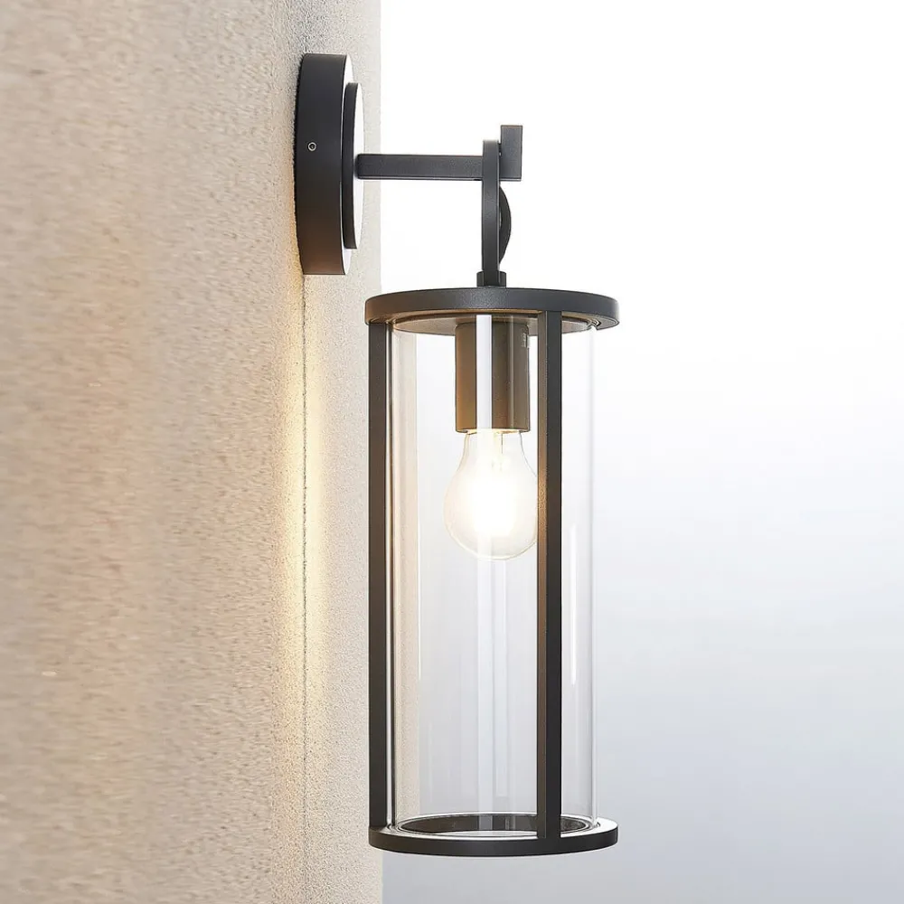 Lucande Terrassebelysning|Væglamper > udendørs væglampe Emmeline, klar, aluminium, højde 45 cm