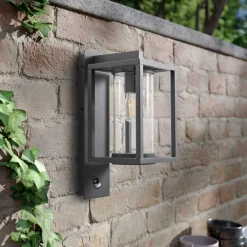 Lucande Væglampe Med Sensor|Væglamper > udendørs væglampe Ferda, sensor, antracit, IP44