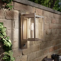 Væglampe Med Sensor|Terrassebelysning ^ Lucande udendørs væglampe Ferda, sensor, hængende, brun, IP44