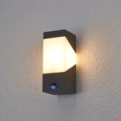 Lucande Væglampe Med Sensor|Væglamper > udendørs væglampe Kiran, sensor, grå, IP44, E27