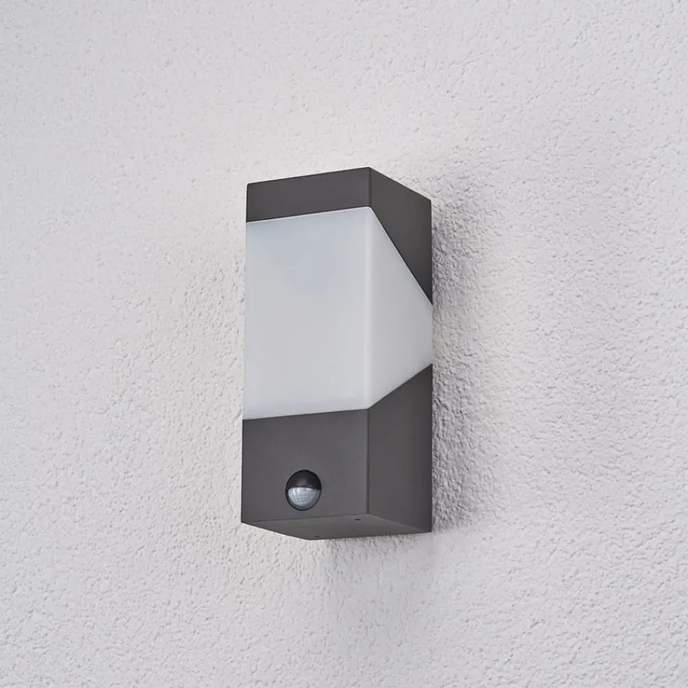 Lucande Væglampe Med Sensor|Væglamper > udendørs væglampe Kiran, sensor, grå, IP44, E27