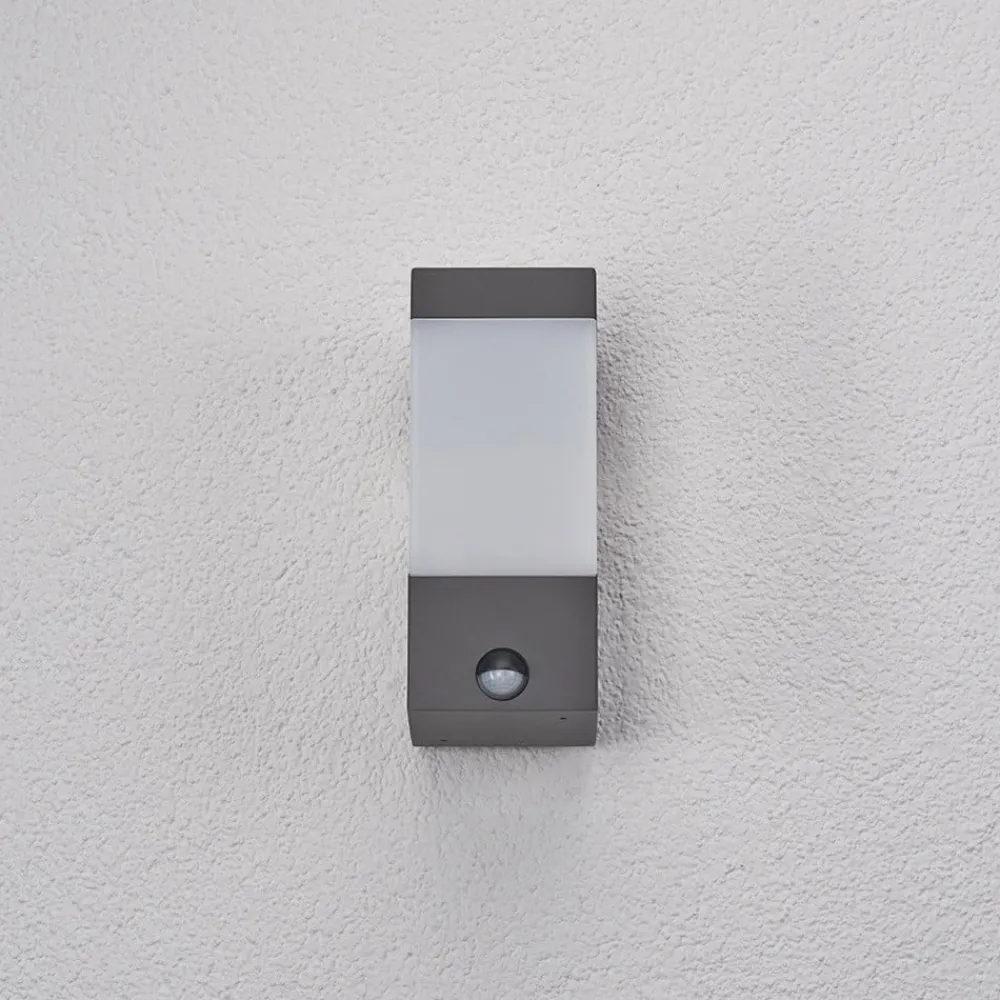 Lucande Væglampe Med Sensor|Væglamper > udendørs væglampe Kiran, sensor, grå, IP44, E27