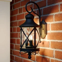 Terrassebelysning|Væglamper ^ Lucande udendørs væglampe Marcellino, rust, metal, glas