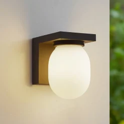 Lucande Terrassebelysning|Væglamper > udendørs væglampe Ovaali, glas, mørkegrå, IP65