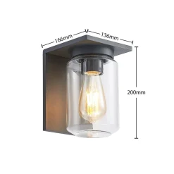 Lucande Terrassebelysning > udendørs væglampe Semka, antracit, aluminium, glas, 20 cm