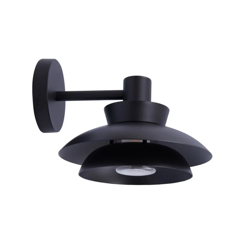 Terrassebelysning|Væglamper ^ Lucande udendørs væglampe Thais, sort, metal, Ø 25 cm