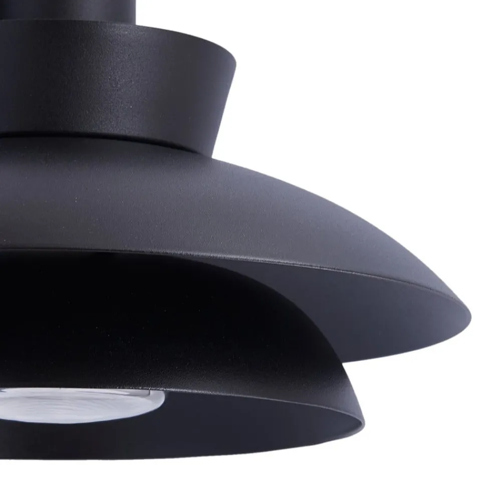 Terrassebelysning|Væglamper ^ Lucande udendørs væglampe Thais, sort, metal, Ø 25 cm