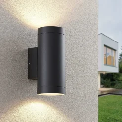 Terrassebelysning|Væglamper ^ Lucande udendørs væglampe Thomke, 2 lyskilder, antracit, aluminium
