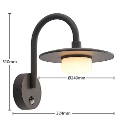 Væglampe Med Sensor|Væglamper ^ Lucande udendørs væglampe Zamalino, 31 cm, antracit, sensor