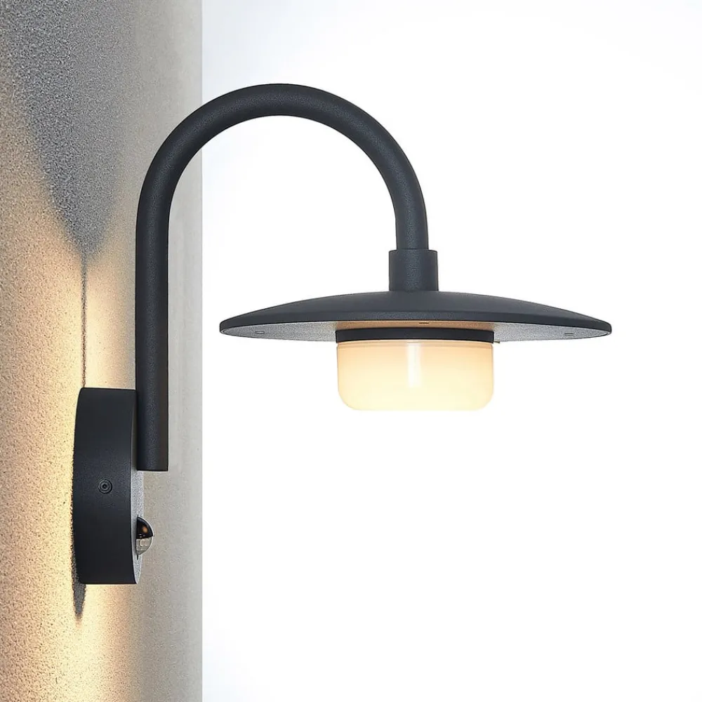 Væglampe Med Sensor|Væglamper ^ Lucande udendørs væglampe Zamalino, 31 cm, antracit, sensor
