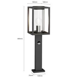 Lucande Gadebelysning Med Sensor|Terrassebelysning > vejlampe Ferda, 60 cm, sensor, antracit, IP44