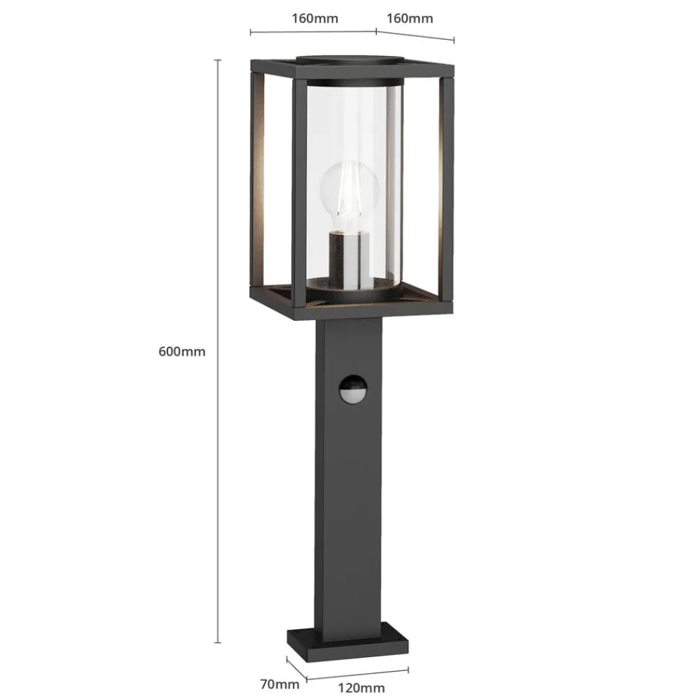 Lucande Gadebelysning Med Sensor|Terrassebelysning > vejlampe Ferda, 60 cm, sensor, antracit, IP44