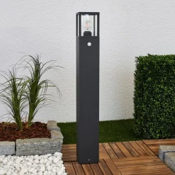 Lucande Gadebelysning Med Sensor|Terrassebelysning > vejlampe Klemens, 90 cm, sensor, antracit, E27