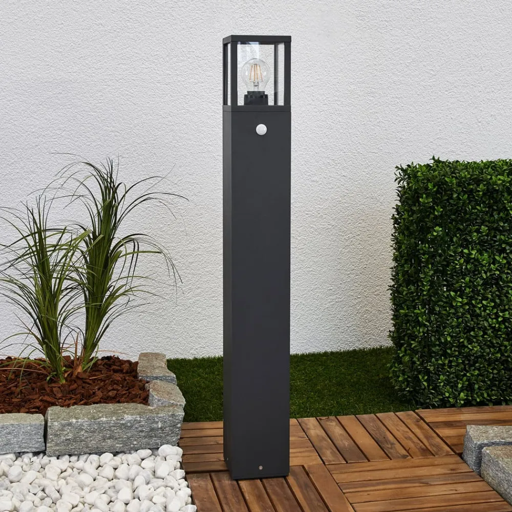 Lucande Gadebelysning Med Sensor|Terrassebelysning > vejlampe Klemens, 90 cm, sensor, antracit, E27