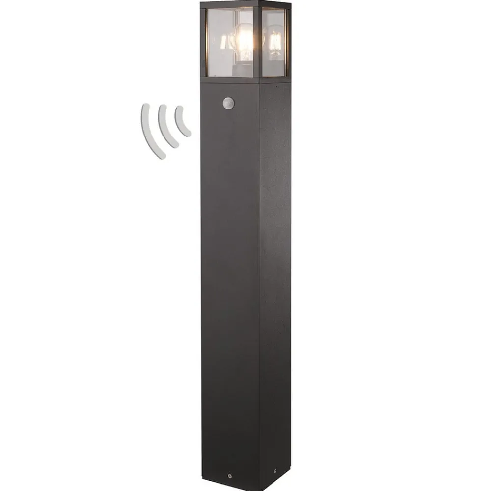 Lucande Gadebelysning Med Sensor|Terrassebelysning > vejlampe Klemens, 90 cm, sensor, antracit, E27