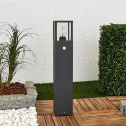 Gadebelysning Med Sensor|Terrassebelysning ^ Lucande vejlampe Klemens, 65 cm, sensor, antracit, E27