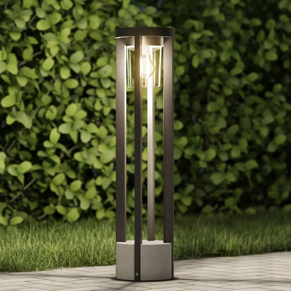 Lucande Gadebelysning > vejlampe Overa, grå, metal, 68 cm, IP44, E27