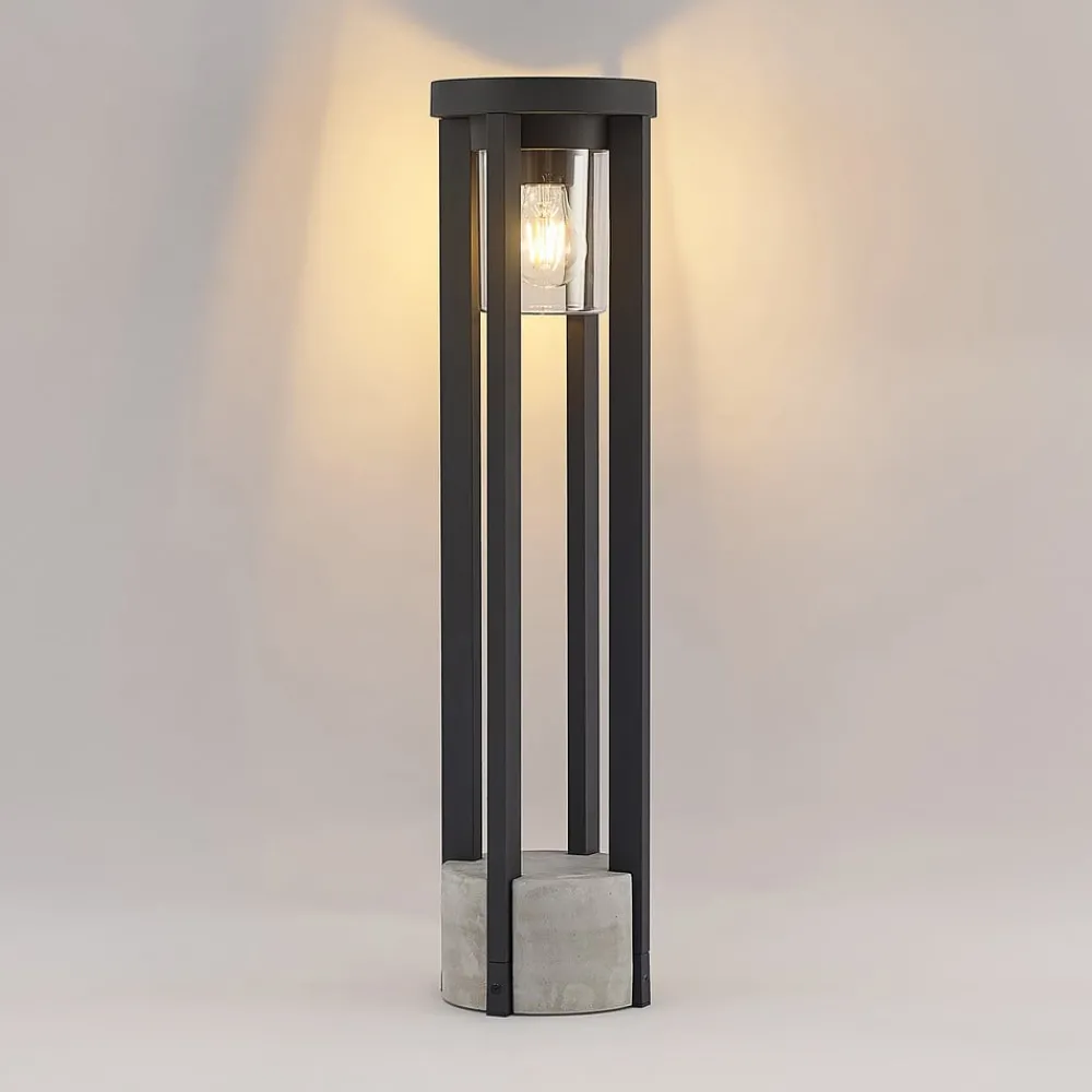 Lucande Gadebelysning > vejlampe Overa, grå, metal, 68 cm, IP44, E27
