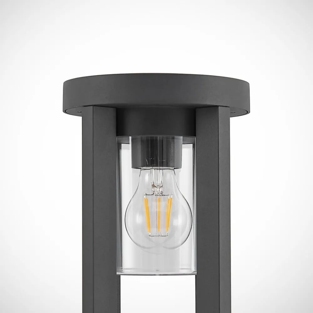 Lucande Gadebelysning > vejlampe Overa, grå, metal, 68 cm, IP44, E27