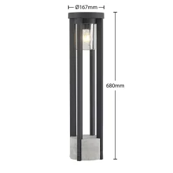 Lucande Gadebelysning > vejlampe Overa, grå, metal, 68 cm, IP44, E27